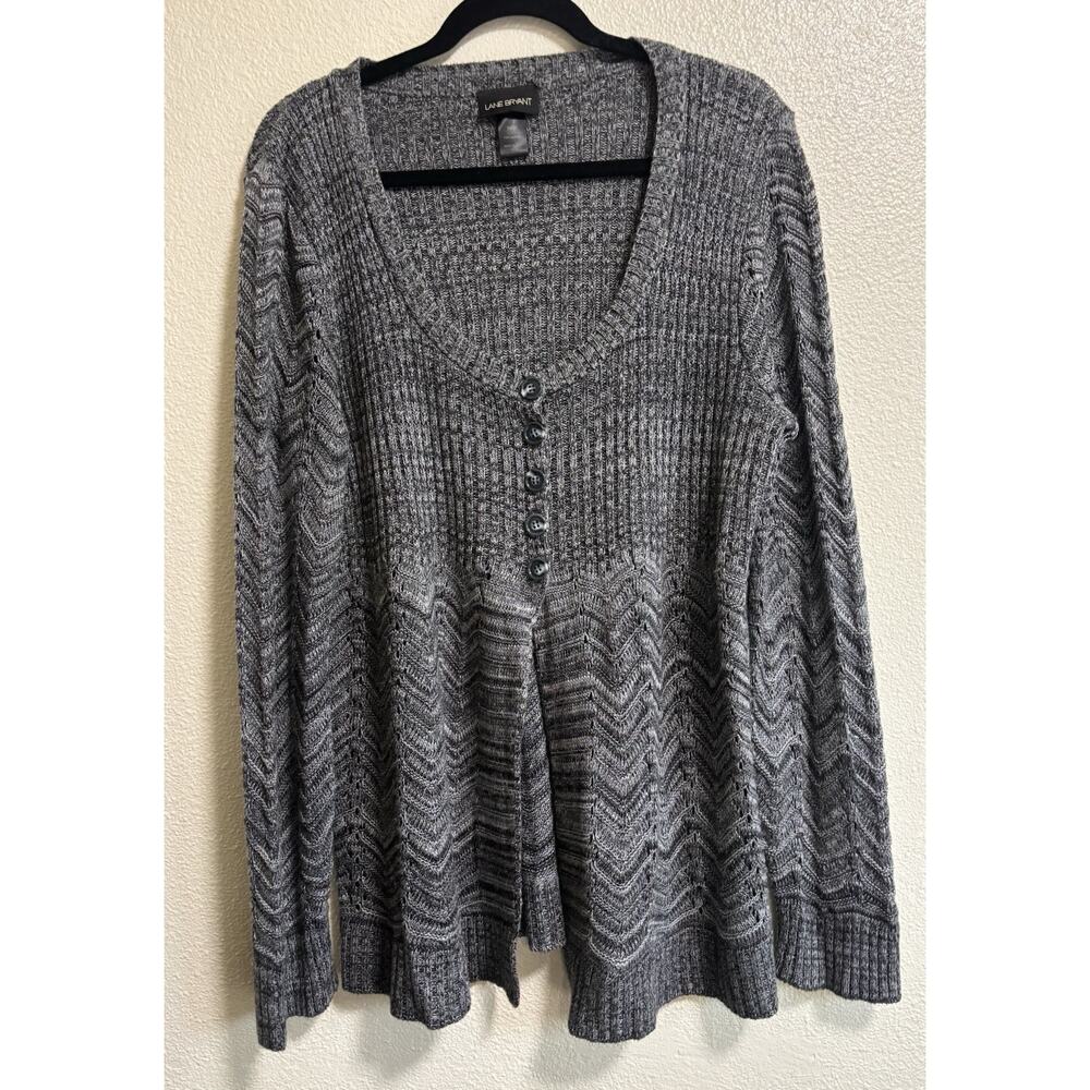 Lane Bryant Cardigan Sweater Gray Knit Button Front Long Sleeve Plus Size 18/20